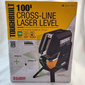 TOUGHBUILT 100' Self-Leveling Indoor Cross-line Green Laser Level NIB